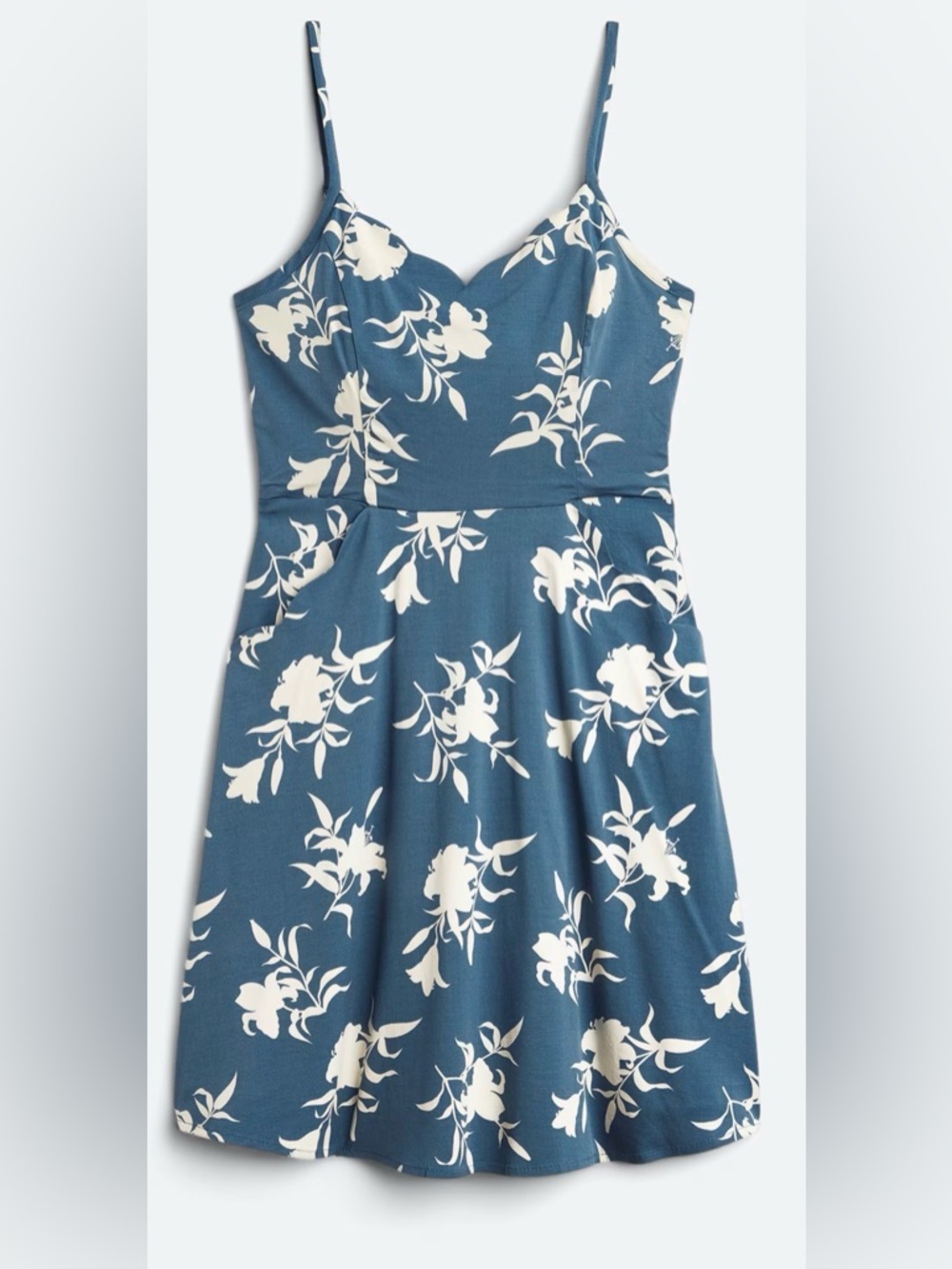41 Hawthorn Blue and White Floral Spaghetti Strap Dress